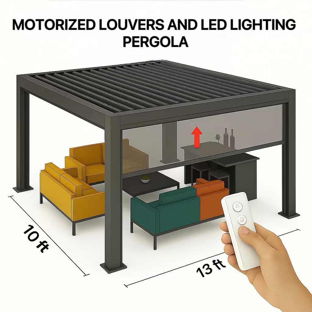 LuxLouver™ 1013- Motorized Aluminum Pergola (10ft x 13ft)